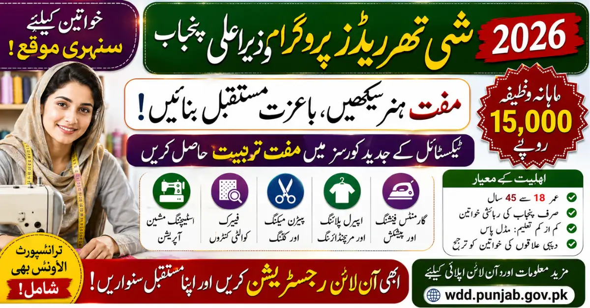 CM Punjab She Threads Program 2026 Online Registration – Apply Now for Rs. 15,000 Monthly Stipend