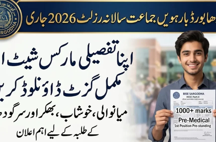 Check 2nd Year Result 2026 BISE Sargodha Online By Roll Number, SMS & Gazette