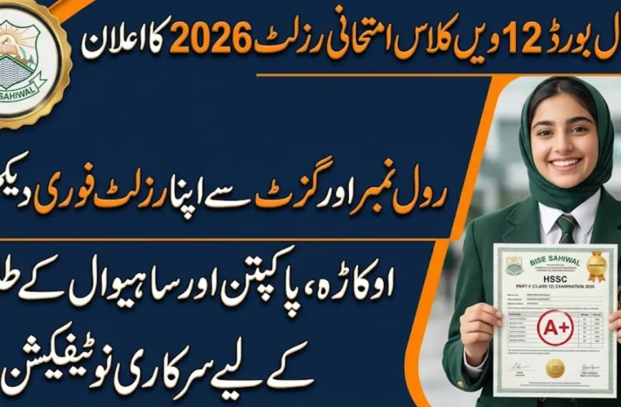 Sahiwal Board 12th Class Result 2026 Check By Roll Number & Gazette